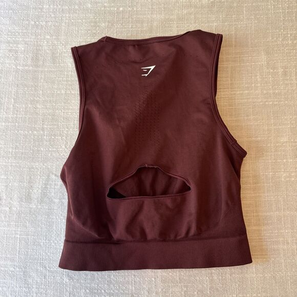 Gymshark Sweat Seamless Midi Tank Fitness Workout Women’s Size S Baked Maroon - Picture 7 of 13